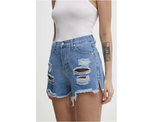 Answear Lab pantaloni scurti jeans femei, neted, high waist