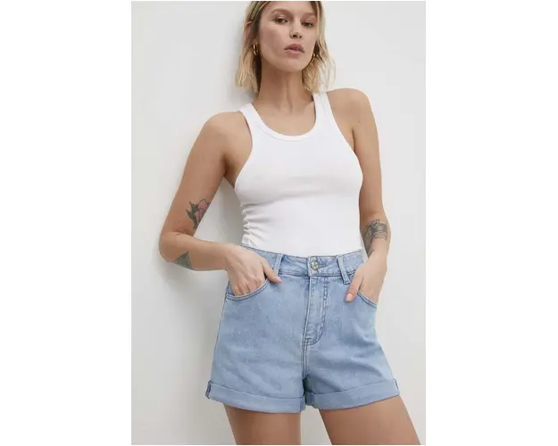 Answear Lab pantaloni scurti jeans femei, neted, high waist