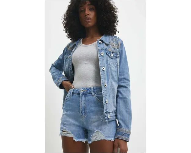 Answear Lab pantaloni scurti jeans femei, neted, medium waist