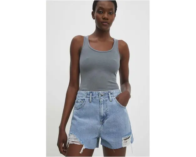 Answear Lab pantaloni scurti jeans femei, neted, high waist