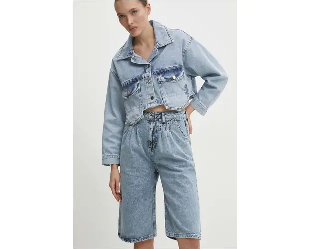 Answear Lab pantaloni scurti jeans femei, neted, high waist