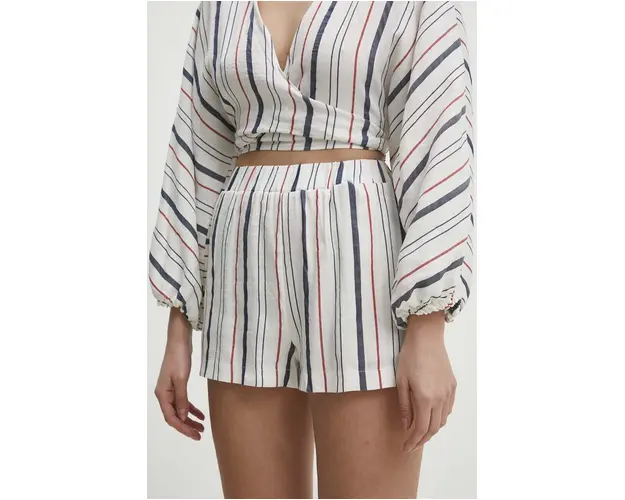 Answear Lab pantaloni scurti din in culoarea alb, modelator, high waist