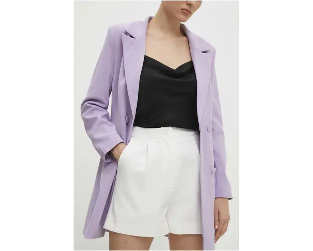 Answear Lab pantaloni scurti femei, culoarea alb, neted, high waist