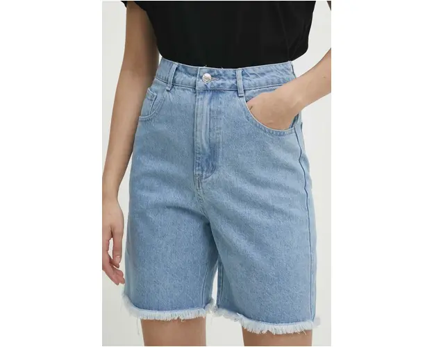 Answear Lab pantaloni scurti jeans femei, neted, high waist