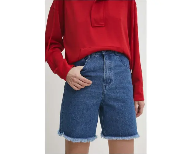Answear Lab pantaloni scurti jeans femei, neted, high waist