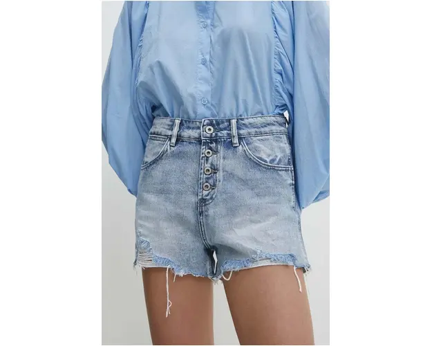 Answear Lab pantaloni scurti jeans femei, neted, high waist