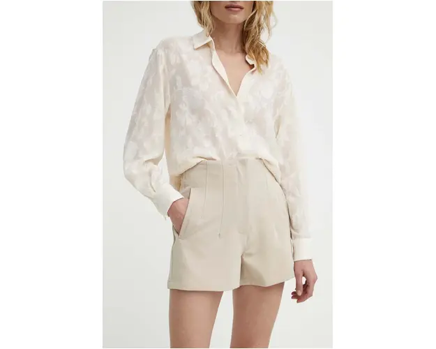 Answear Lab pantaloni scurti femei, culoarea bej, neted, high waist