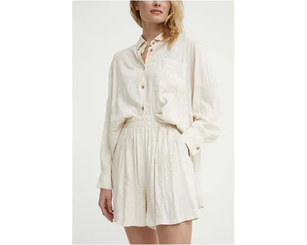 Answear Lab pantaloni scurti cu in culoarea bej, modelator, high waist