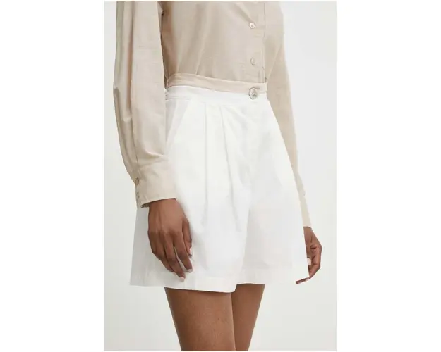 Answear Lab pantaloni scurti femei, culoarea alb, neted, high waist