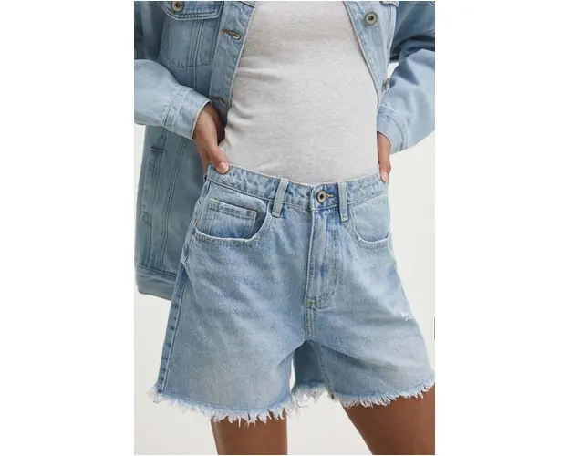 Answear Lab pantaloni scurti jeans femei, neted, high waist