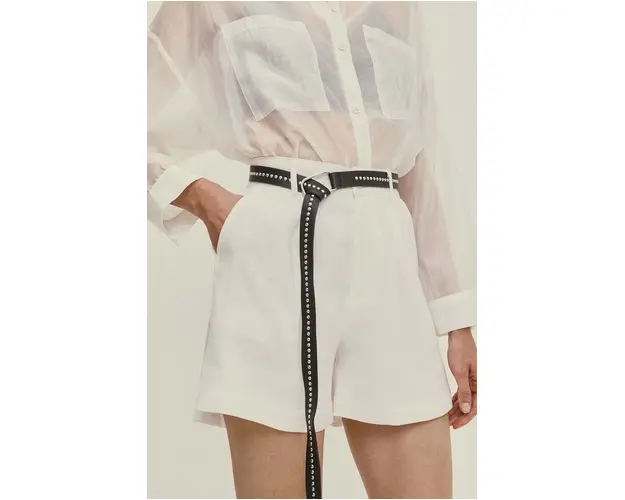 Answear Lab pantaloni scurti femei, culoarea alb, neted, high waist