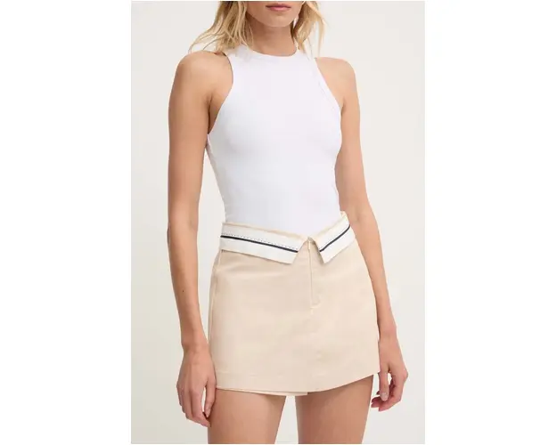Answear Lab fusta pantaloni culoarea bej, neted, high waist