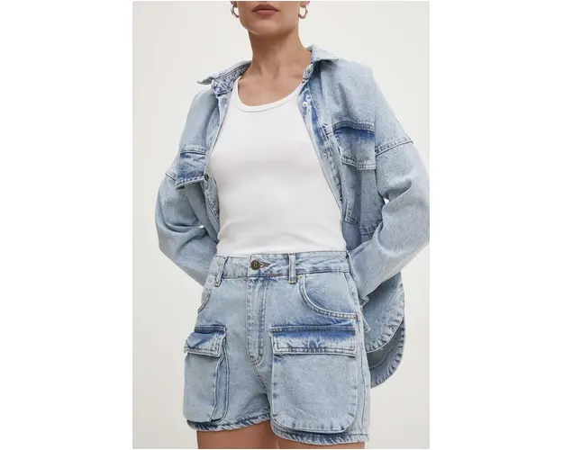 Answear Lab pantaloni scurti jeans femei, neted, high waist