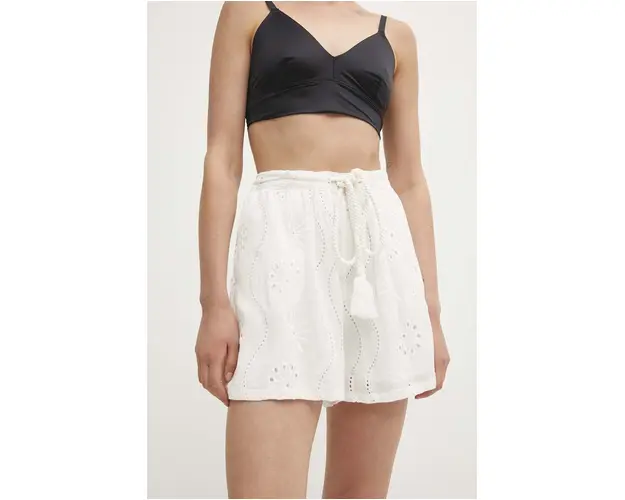 Answear Lab pantaloni scurti cu in culoarea alb, neted, high waist