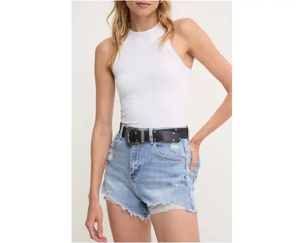 Answear Lab pantaloni scurti jeans femei, neted, high waist