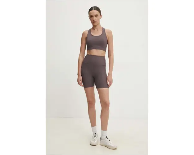 Answear Lab pantaloni scurti femei, culoarea maro, neted, high waist