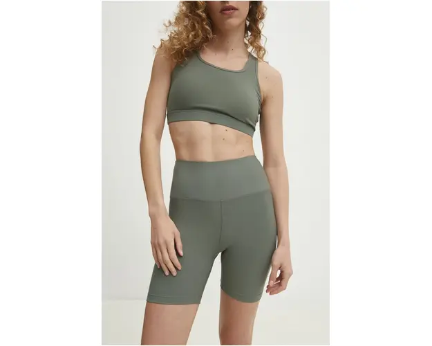 Answear Lab pantaloni scurti femei, culoarea verde, neted, high waist