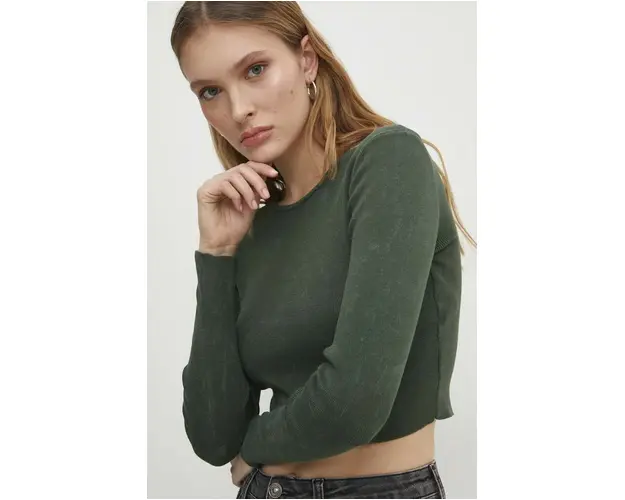 Answear Lab longsleeve femei, culoarea verde