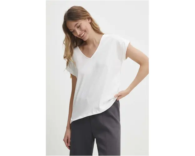 Answear Lab tricou din bumbac femei, culoarea alb