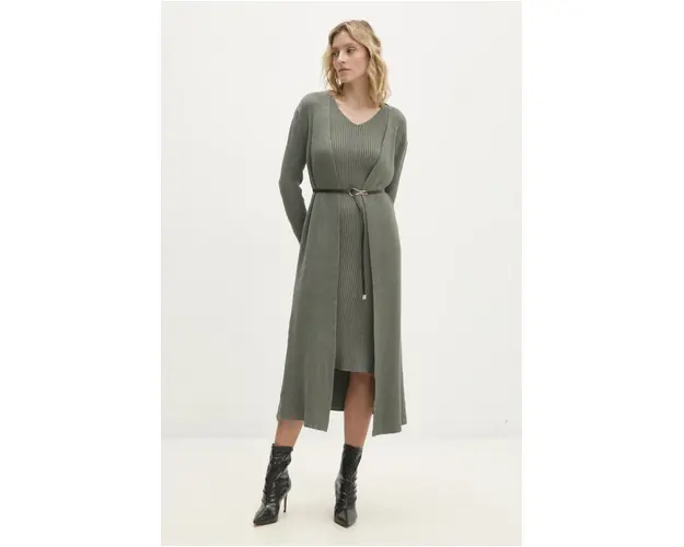 Answear Lab rochie si cardigan culoarea verde
