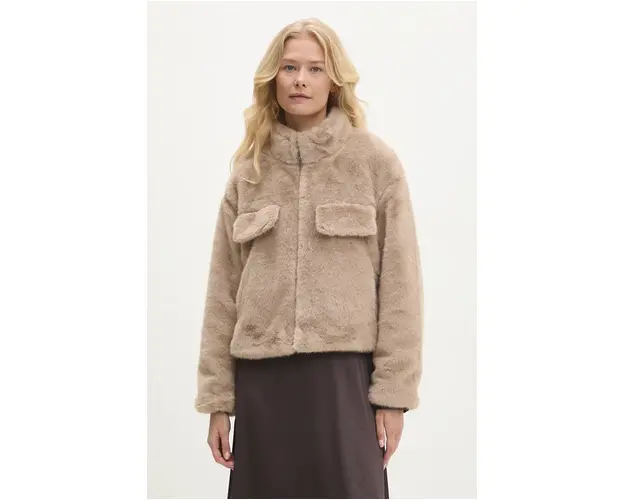 Answear Lab palton femei, culoarea bej, de tranzitie, oversize