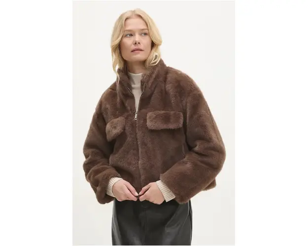 Answear Lab palton femei, culoarea bej, de tranzitie, oversize