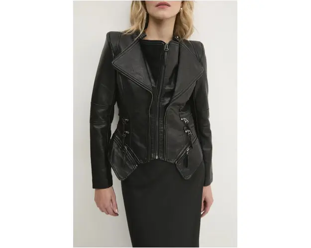 Answear Lab geaca femei, culoarea negru, de tranzitie