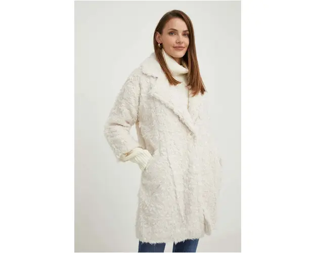 Answear Lab palton femei, culoarea bej, de tranzitie, oversize