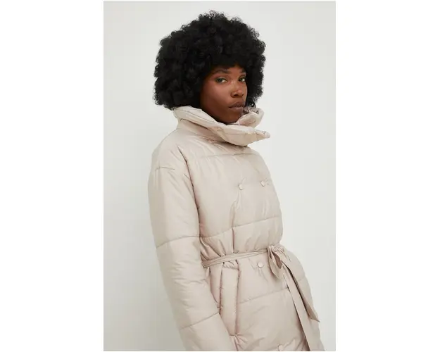 Answear Lab geaca femei, culoarea bej, de iarna, oversize