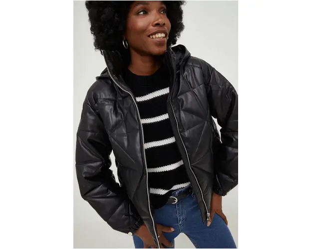 Answear Lab geaca femei, culoarea negru, de tranzitie
