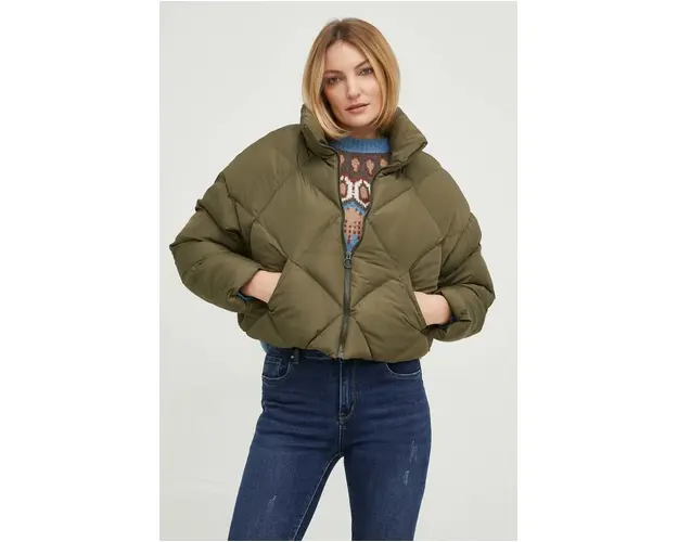 Answear Lab geaca femei, culoarea verde, de iarna, oversize