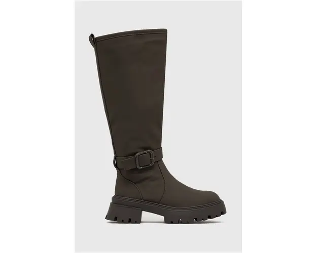 Answear Lab cizme femei, culoarea verde, cu toc plat