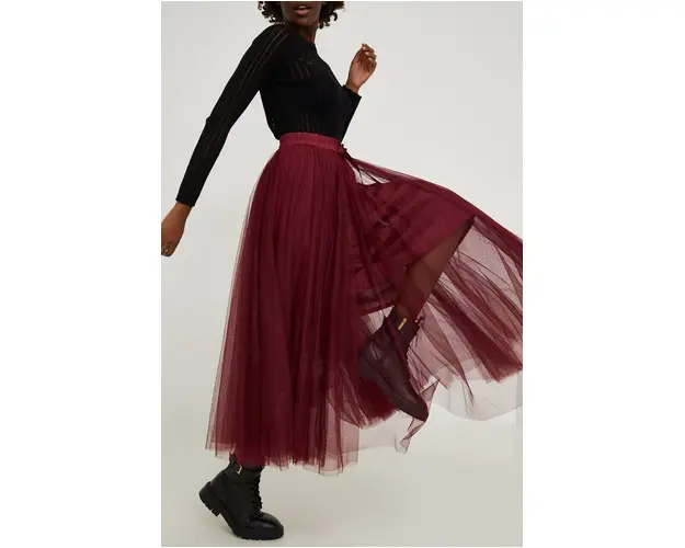Answear Lab fusta culoarea bordo, maxi, evazati