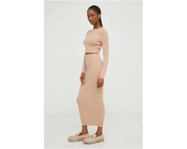 Answear Lab set - pulover si fusta culoarea bej