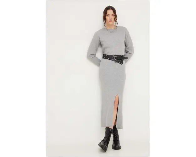 Answear Lab compleu pulover si fusta culoarea gri