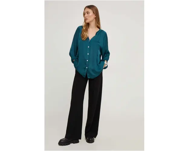 Answear Lab camasa femei, culoarea turcoaz, regular