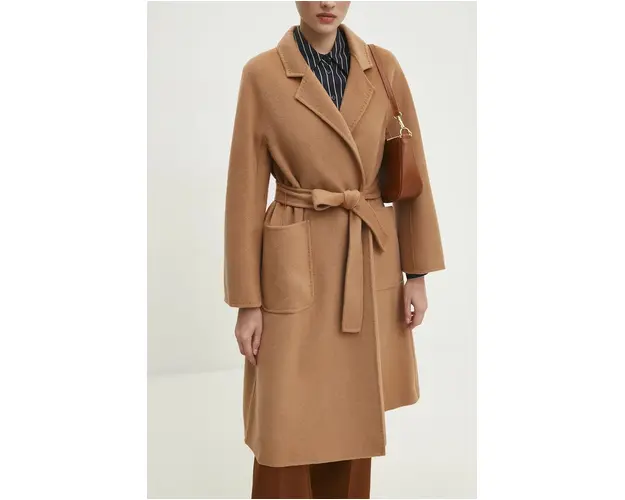 Answear Lab palton de lana culoarea bej, de tranzitie