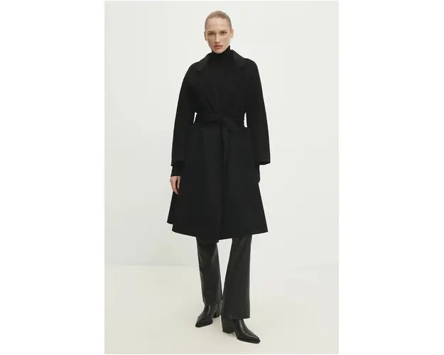 Answear Lab palton de lana culoarea negru, de tranzitie