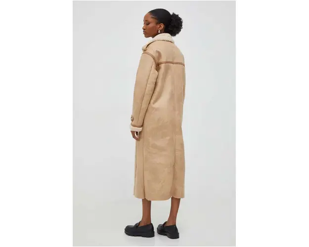 Answear Lab palton femei, culoarea bej, de tranzitie, oversize
