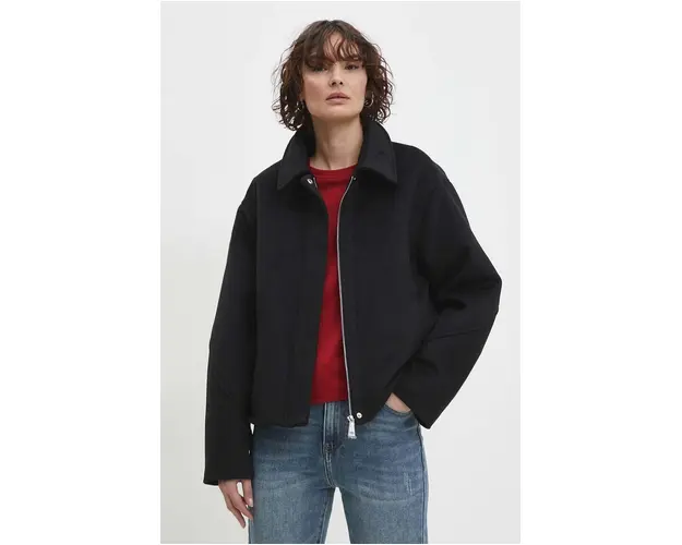 Answear Lab geaca femei, culoarea negru, de tranzitie, oversize