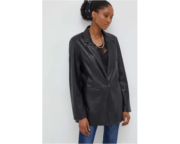 Answear Lab sacou culoarea negru, un singur rand de nasturi, neted