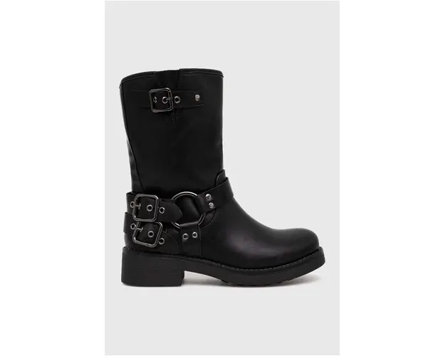 Answear Lab botine femei, culoarea negru, cu toc plat