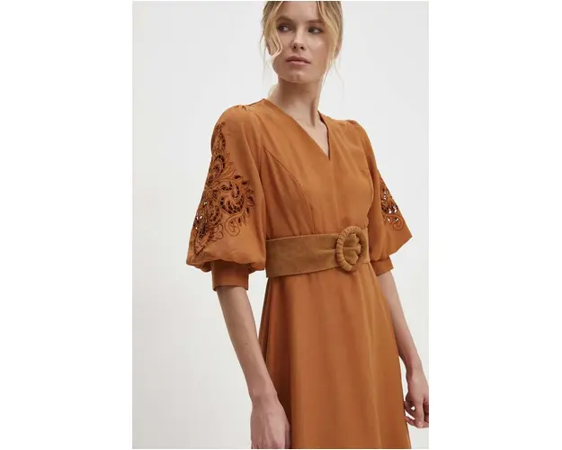 Answear Lab curea din piele intoarsa culoarea verde