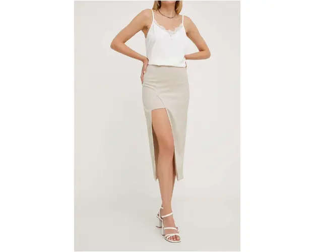 Answear Lab fusta culoarea bej, midi, creion