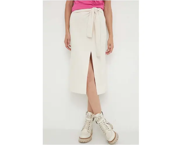 Answear Lab fusta culoarea bej, midi, drept