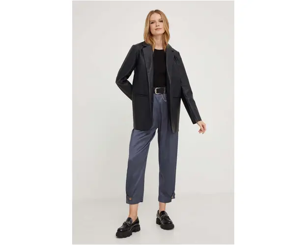 Answear Lab pantaloni femei, culoarea gri, lat, high waist