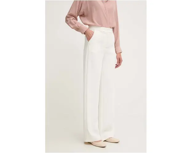 Answear Lab pantaloni femei, culoarea alb, drept, high waist
