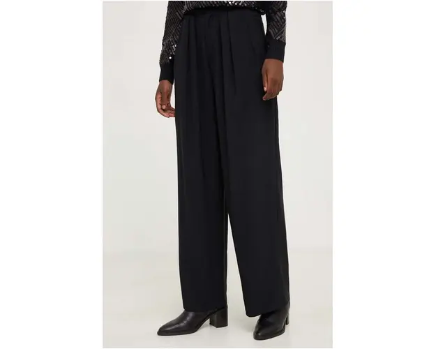 Answear Lab pantaloni femei, culoarea negru, lat, high waist