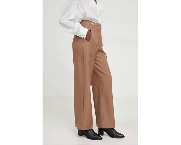 Answear Lab pantaloni femei, culoarea maro, lat, high waist