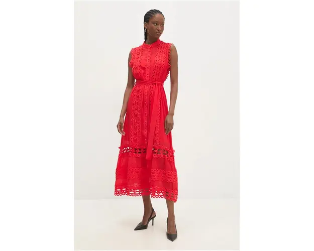 Answear Lab rochie culoarea rosu, midi, evazati